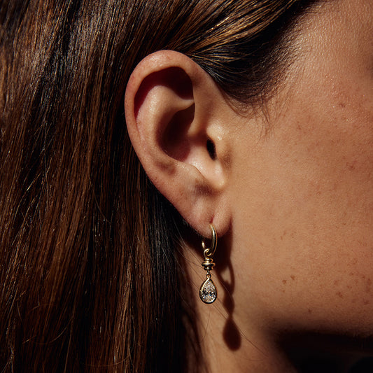 “Dewdrop Elegance” S925 Sterling Silver Teardrop Zircon Earrings
