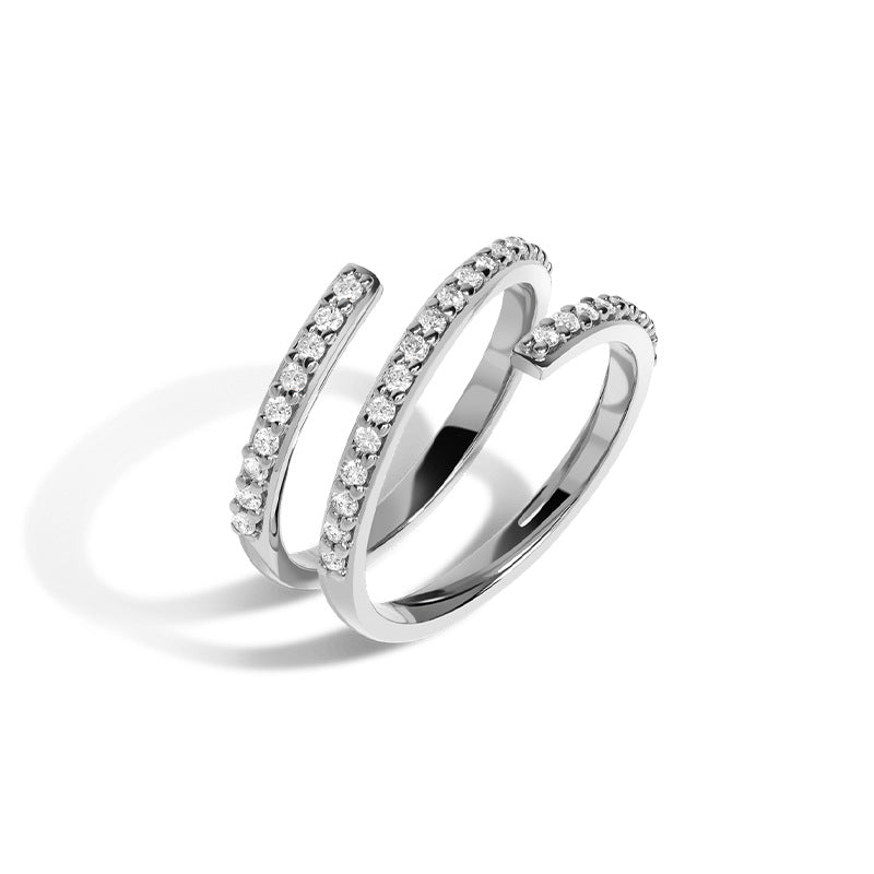 “Pure Orbit” S925 Sterling Silver Open Adjustable Zircon Ring
