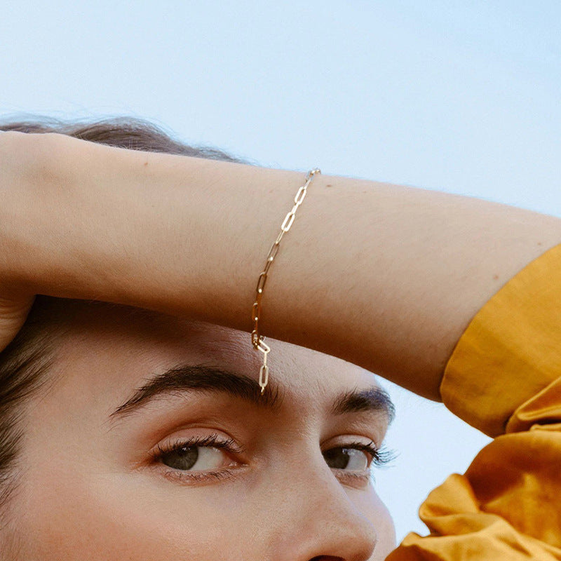 “Urban Link” S925 Sterling Silver Minimalist Chain Bracelet