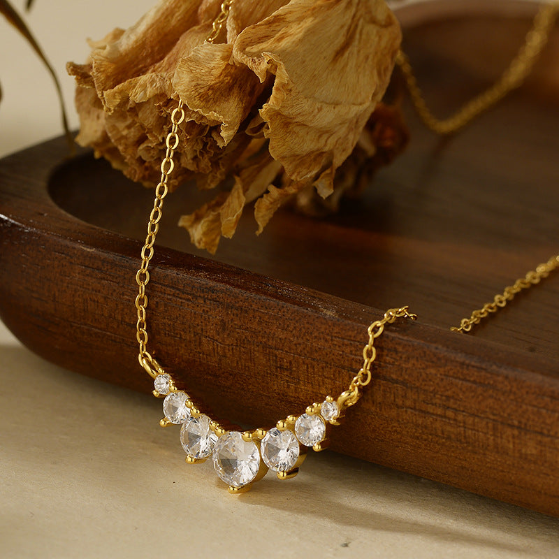 “Smile Eclat” S925 Sterling Silver Zircon Smile Necklace