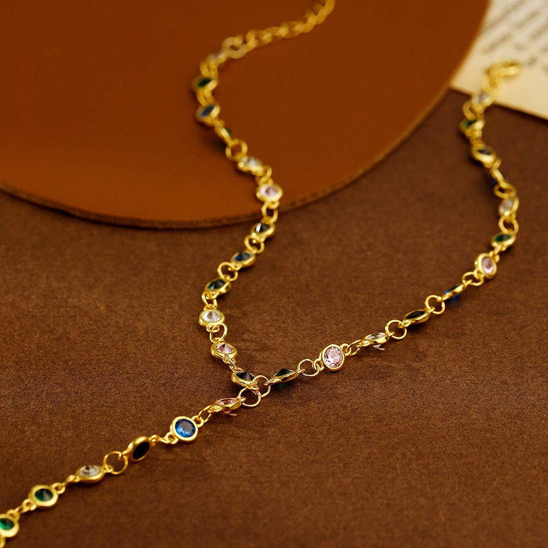 “Color Orbit” S925 Sterling Silver Multicolor Zircon Circle Bracelet