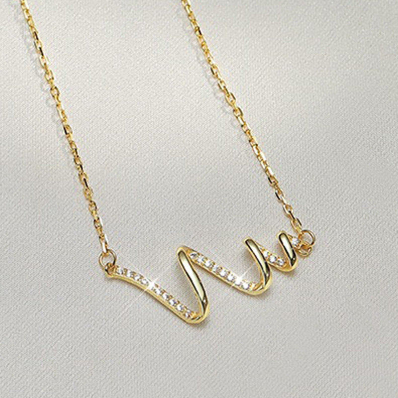 “Wave Eclat” S925 Sterling Silver Irregular Wave Zircon Necklace