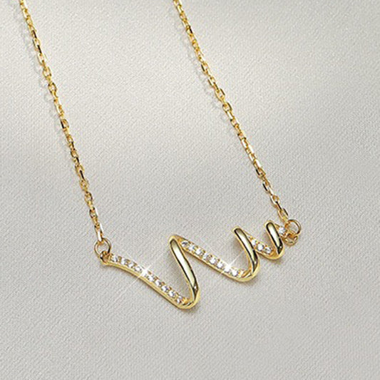“Wave Eclat” S925 Sterling Silver Irregular Wave Zircon Necklace