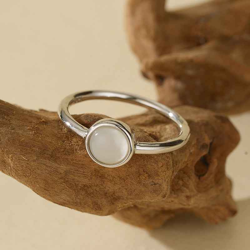 Soft Halo Mother-of-Pearl Minimal Ring 925 Sterling Silver