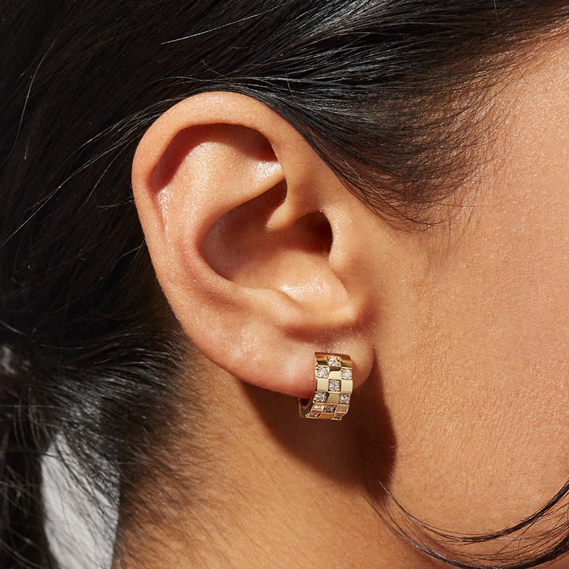 “Celestial Orbit” S925 Sterling Silver Pavé Hoop Earrings
