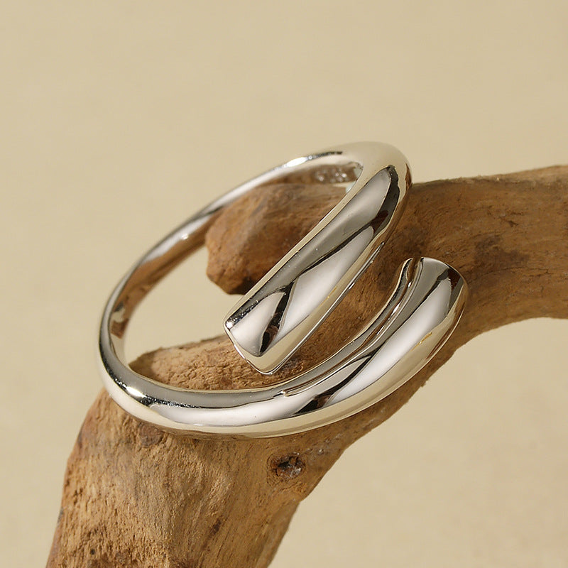 “Clean Arc” S925 Sterling Silver Open Adjustable Geometric Ring