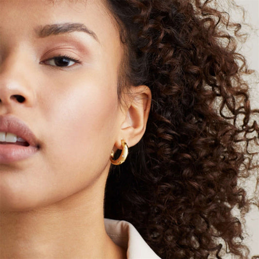 “Ciel Etoile” S925 Sterling Silver Pavé C-Hoop Earrings