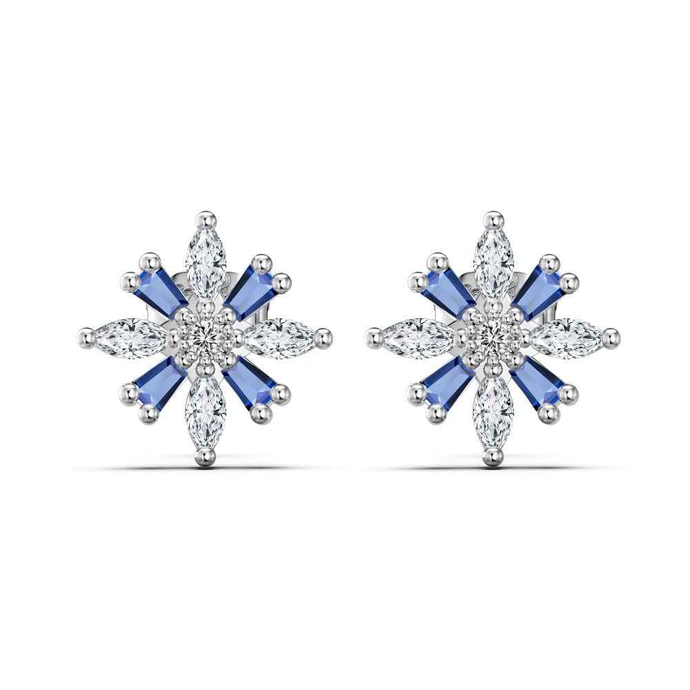 Snowburst Éclat S925 Silver Icy Crystal Snowflake Stud Earrings