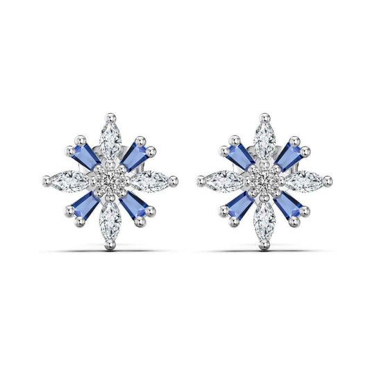 Snowburst Éclat S925 Silver Icy Crystal Snowflake Stud Earrings