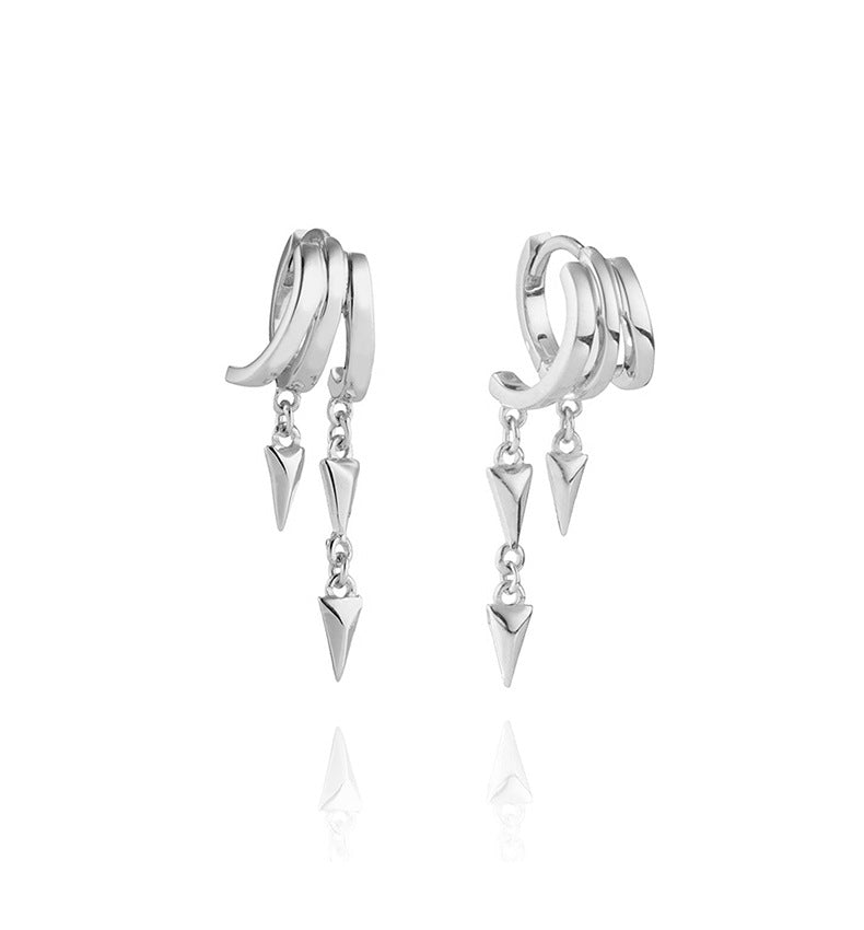 “Star Stud Edit” S925 Sterling Silver Geometric Stud Earrings with Sparkling Accents