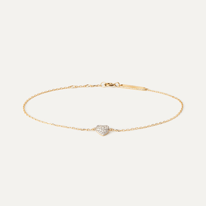“Heart Gleam” S925 Sterling Silver Pave Heart Bracelet