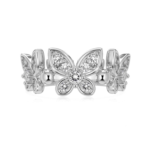 925 Sterling Silver Pavé Butterfly Ring – Butterfly Gleam