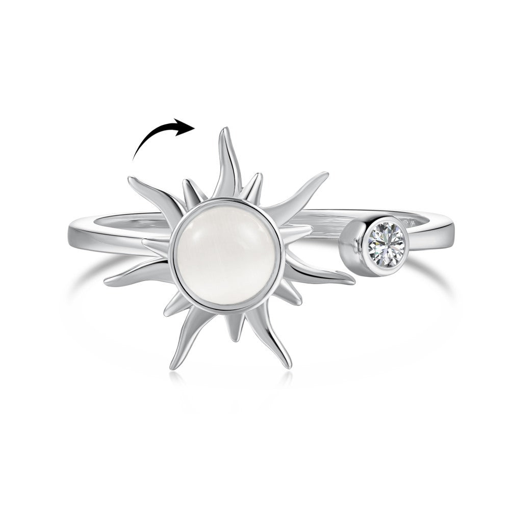 925 Sterling Silver Rotating Sun Moonstone Ring – Sun Calma