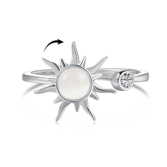 925 Sterling Silver Rotating Sun Moonstone Ring – Sun Calma