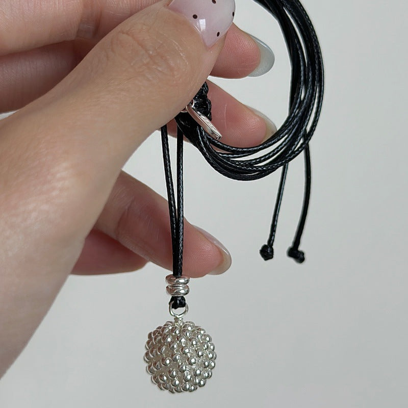 “Orbit Beads” S925 Sterling Silver Adjustable Long Beaded Necklace