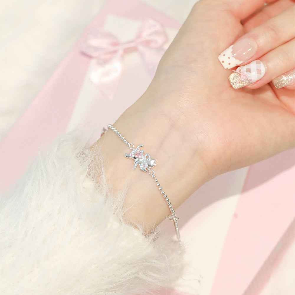 Dreamcatcher Kitty Cat Bow Heart Jewelry Set 925 Sterling Silver