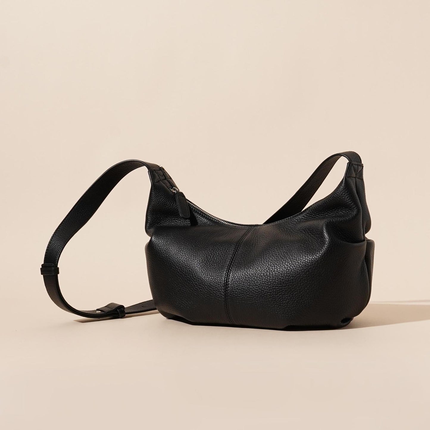 Women's Pebbled Cowhide Slouch Crescent Hobo Bag