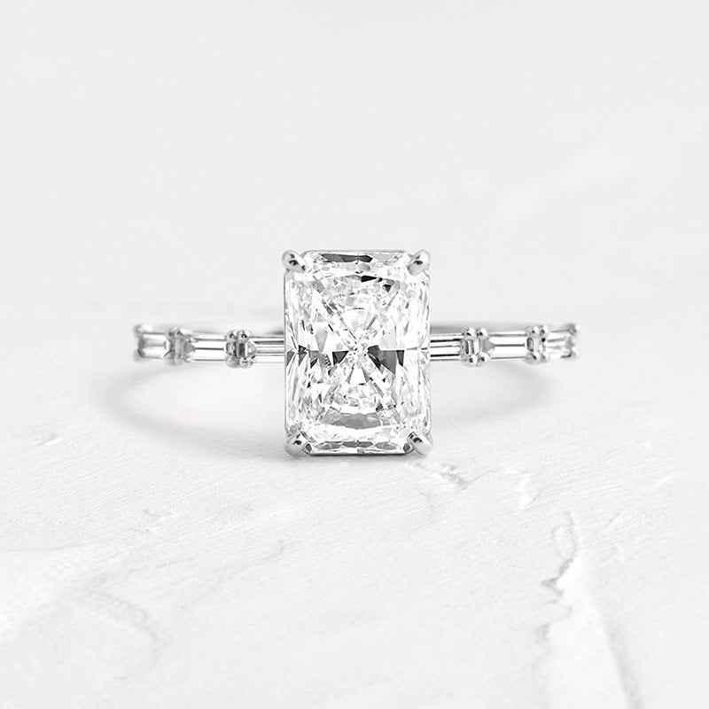 925 Sterling Silver Radiant Prism Radiant-Cut Zircon Ring 18K Gold or Platinum Vermeil