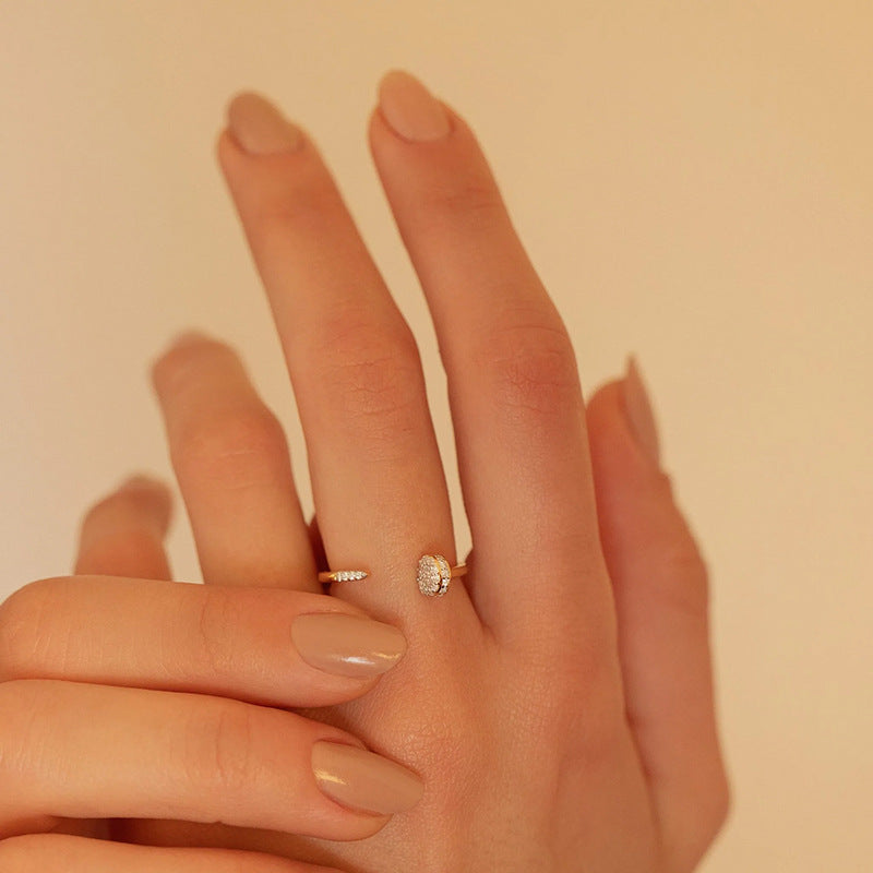 “Pinpoint Edge” S925 Sterling Silver Zircon Stud Open Ring