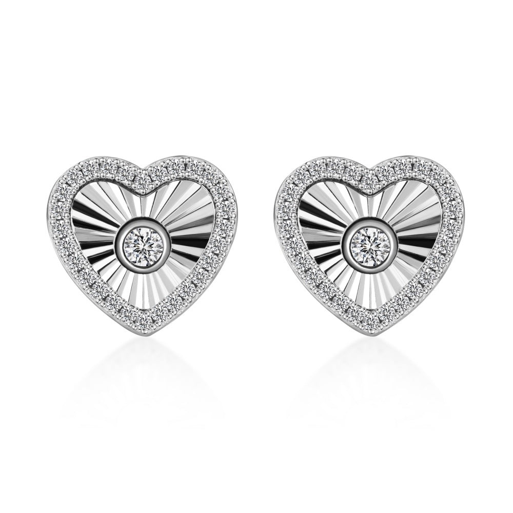 Radiant Heart S925 Silver Sunray Zircon Heart Jewelry Set