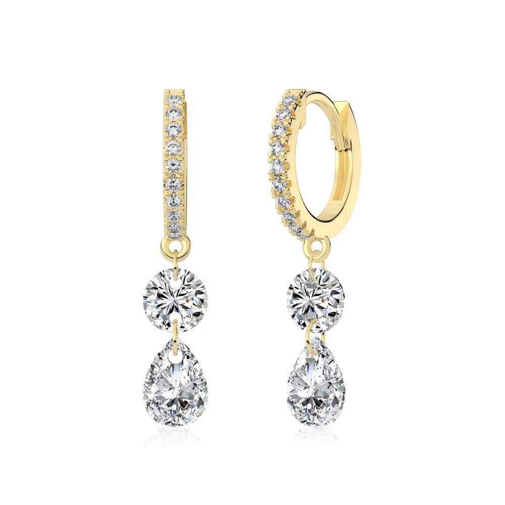 Lustre Drop Pavé Hoop Drop Earrings 925 Sterling Silver Zircon