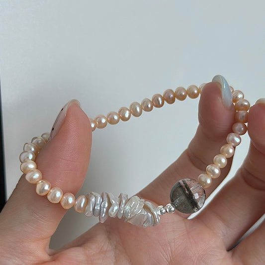 “Pearl Current” S925 Sterling Silver Adjustable Pearl Stretch Ring