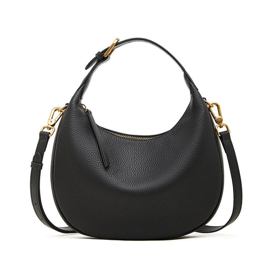 Women's Pebbled Cowhide Crescent Hobo Bag with Convertible Strap