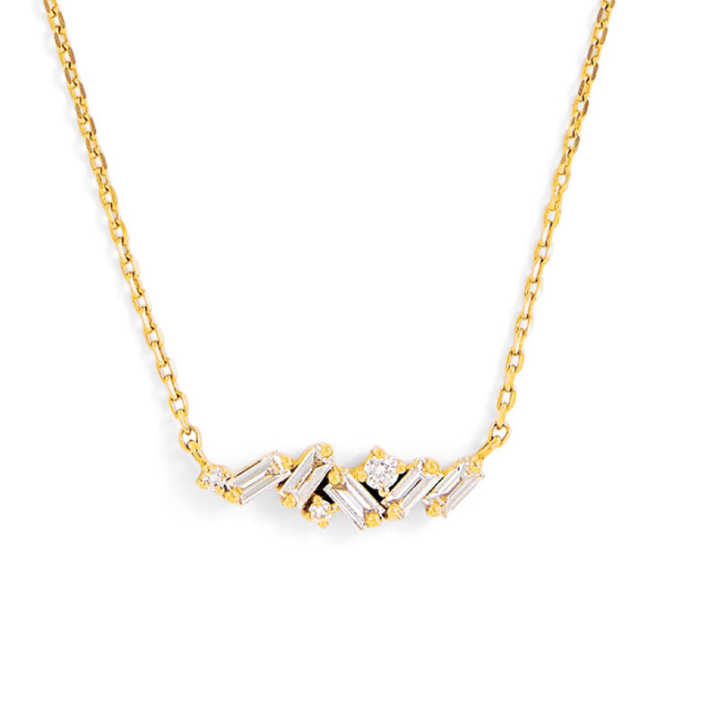 “Quadra Eclat” S925 Sterling Silver Zircon Geometric Necklace