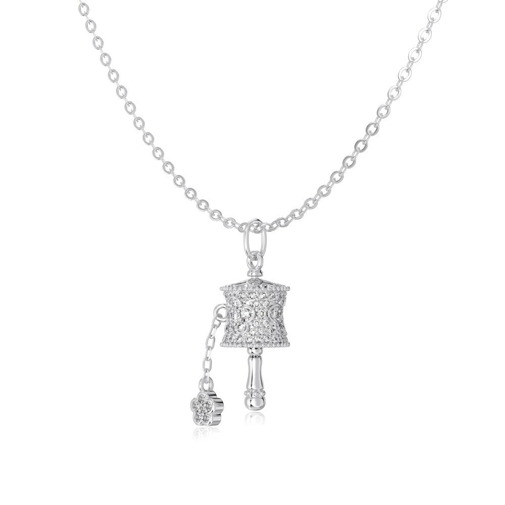 Fortune Orbit S925 Silver Rotating Wheel Zircon Necklace