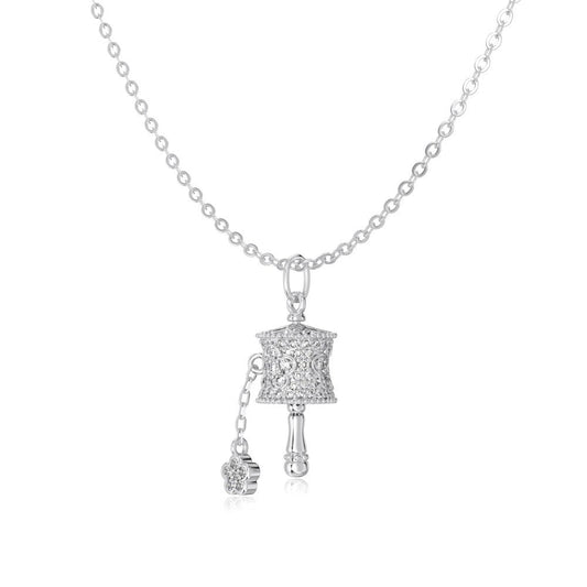 Fortune Orbit S925 Silver Rotating Wheel Zircon Necklace