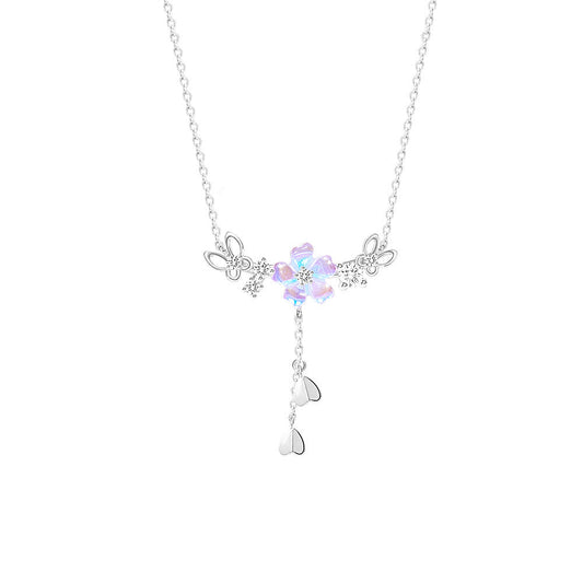 Sakura Flutter S925 Silver Cherry Blossom Tassel Jewelry Set