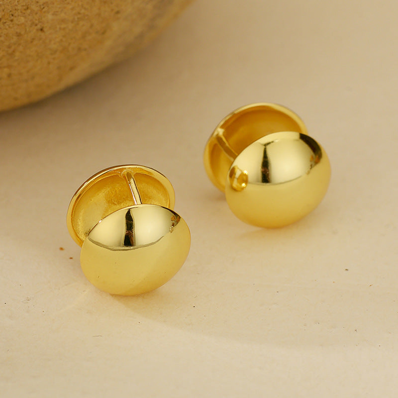 “Orbital Pebble” S925 Sterling Silver Minimalist Ball Hoop Earrings