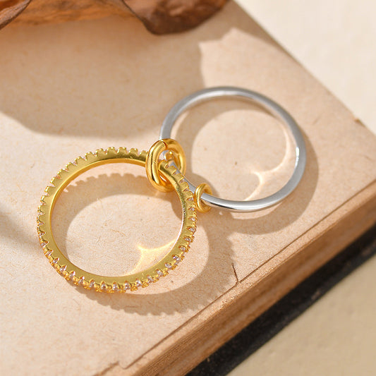 “Lumiere Duo” S925 Sterling Silver Double-Band Zircon Ring