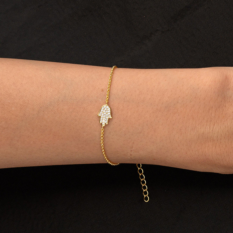 “Palm Glow” S925 Sterling Silver Zircon Hand Bracelet