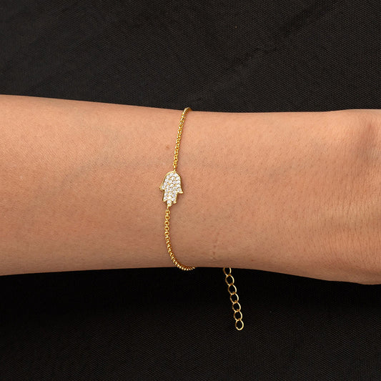 “Palm Glow” S925 Sterling Silver Zircon Hand Bracelet
