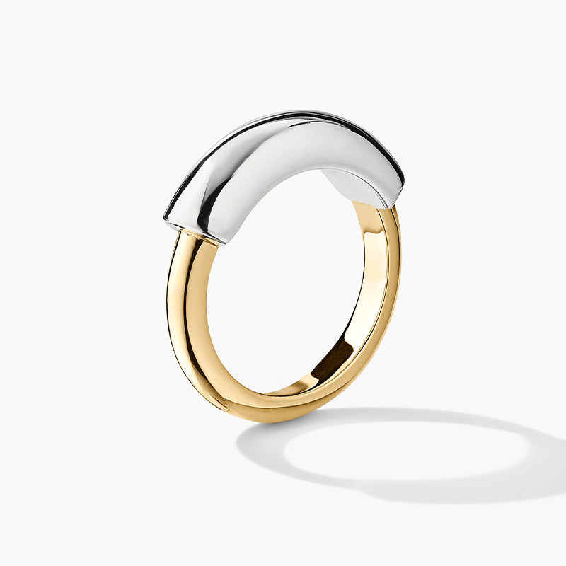 “Dual Essence” S925 Sterling Silver Two-Tone Minimalist Ring
