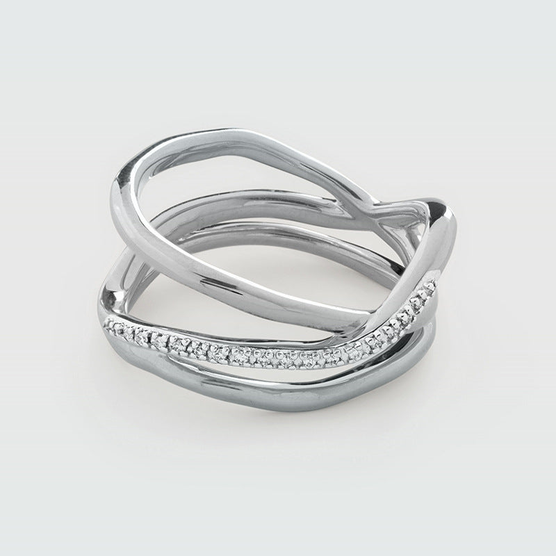 “Serpent Cross” S925 Sterling Silver Open Adjustable Triple-Layer Ring