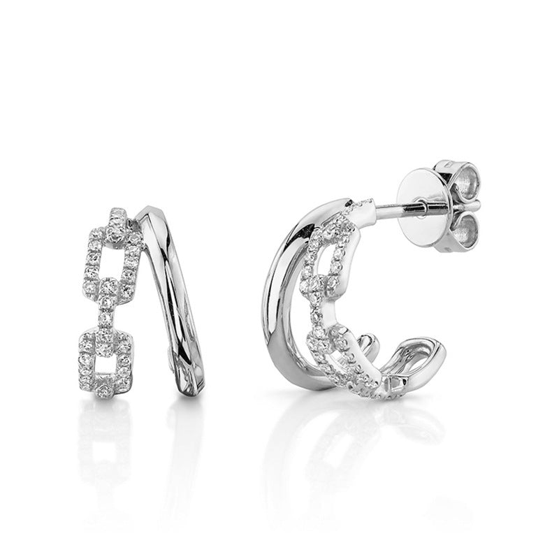 “Vela Loop” S925 Sterling Silver V-Shaped Zircon Stud Earrings