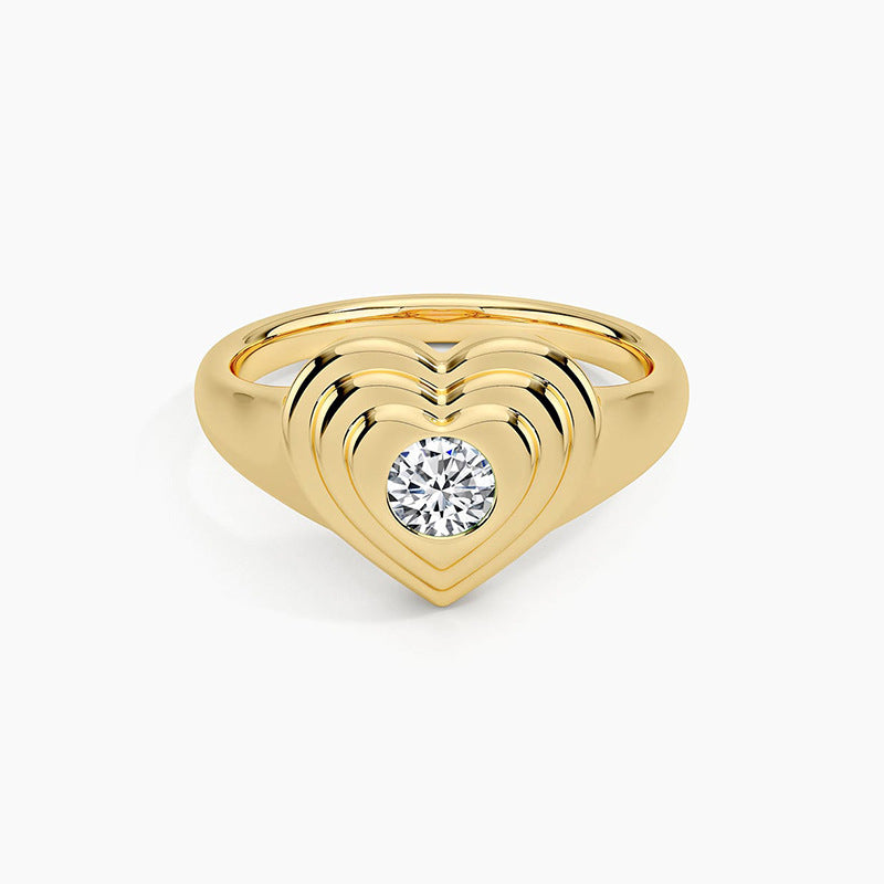 “Heartline Glow” S925 Sterling Silver Minimalist Heart Zircon Ring