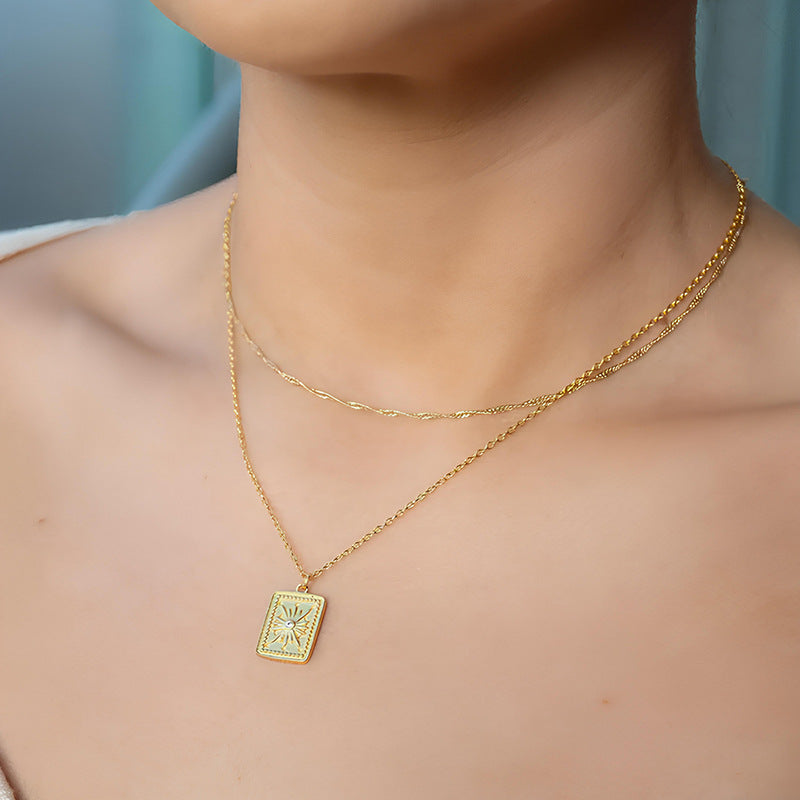 “Stellar Cube” S925 Sterling Silver Eight-Point Star Zircon Necklace