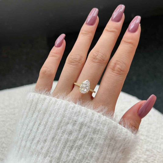 925 Sterling Silver Pear Cut Halo Ring – Ice Teardrop Royale