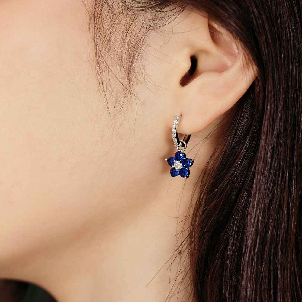 Dopamine Bloom Colorful Floral Crystal Hoop Earrings in S925 Sterling Silver