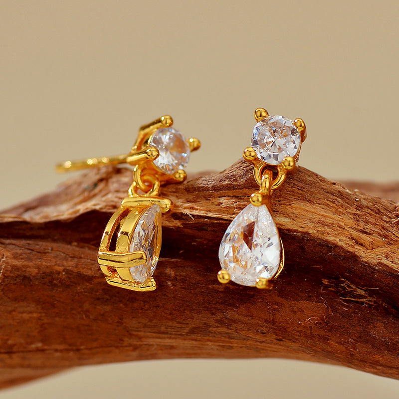 Aurielle Drop 925 Sterling Silver Teardrop Zircon Stud Earrings