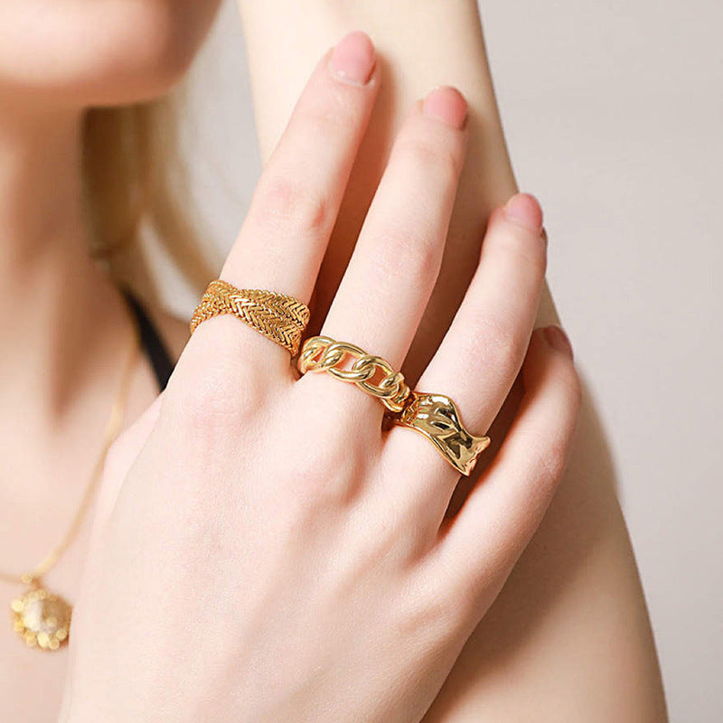 Minimal Interlocking Open Ring Sterling Silver Adjustable Sculptural Band