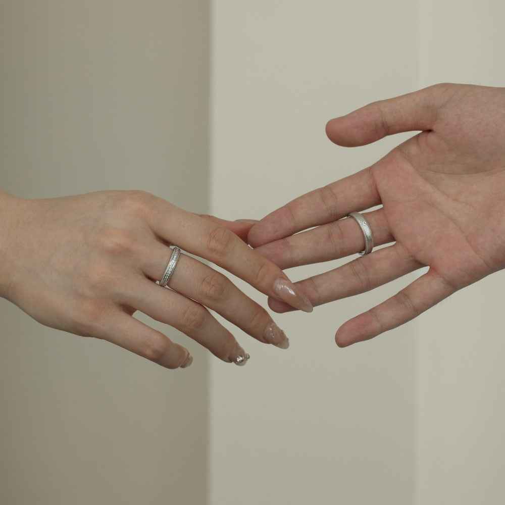 925 Sterling Silver Eternal Grace Couple Rings Minimalist Matching Rings