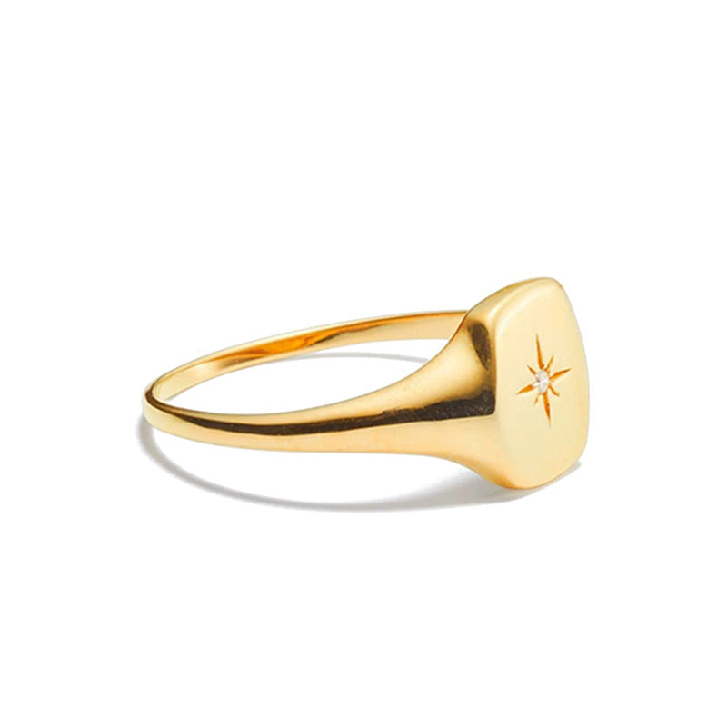 “Starlight Heart” S925 Sterling Silver Eight-Point Star Ring