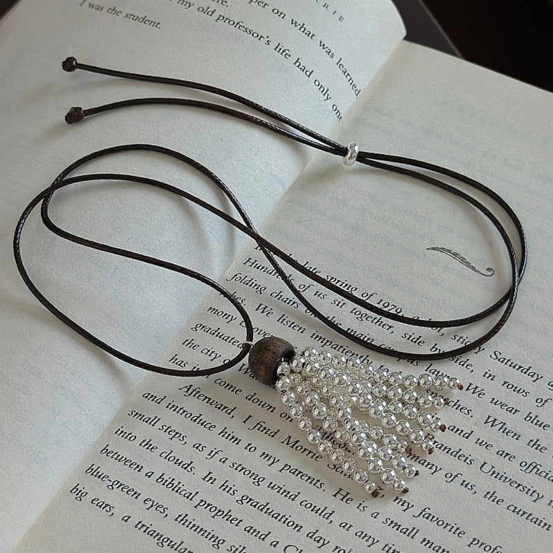 “Silver Cascade” S925 Sterling Silver Adjustable Long Tassel Necklace