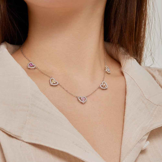 925 Sterling Silver Multicolor Heart Necklace – Heart Symphony