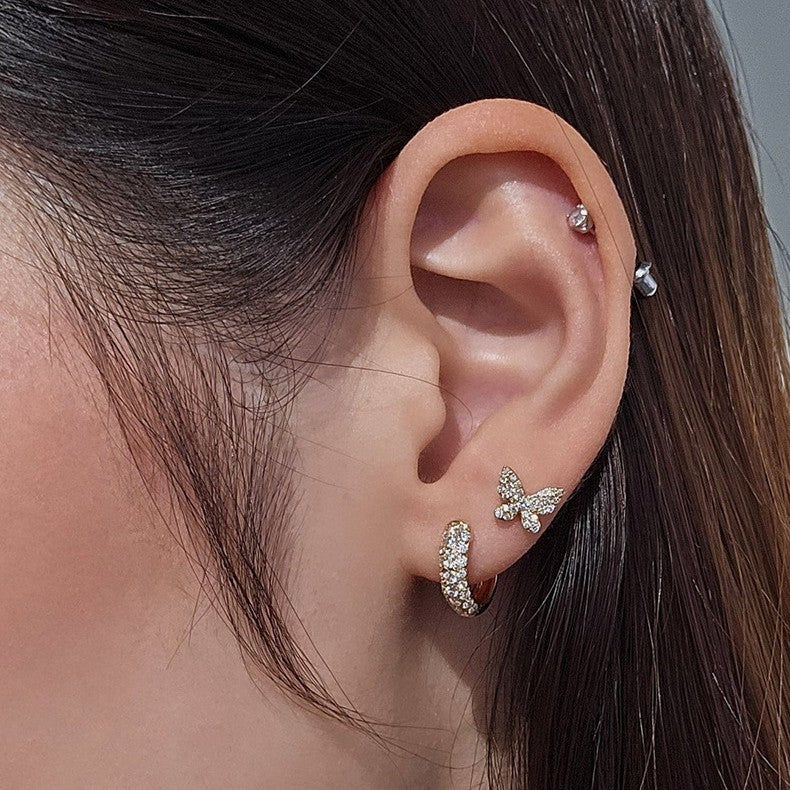 “Circle Stardust” S925 Sterling Silver Full-Pavé Zircon Hoop Earrings
