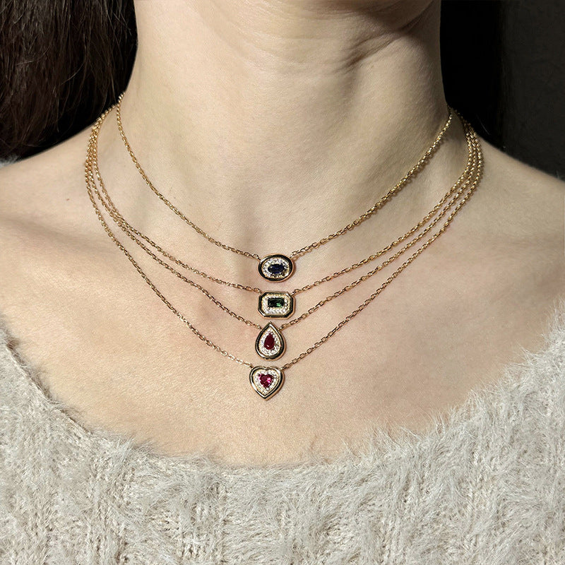 “Sweet Drop” S925 Sterling Silver Heart & Teardrop Necklace
